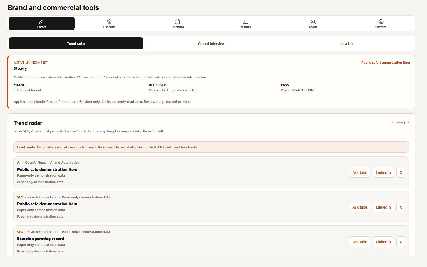 Actual authority-system notes and essays view with public-safe demonstration content.