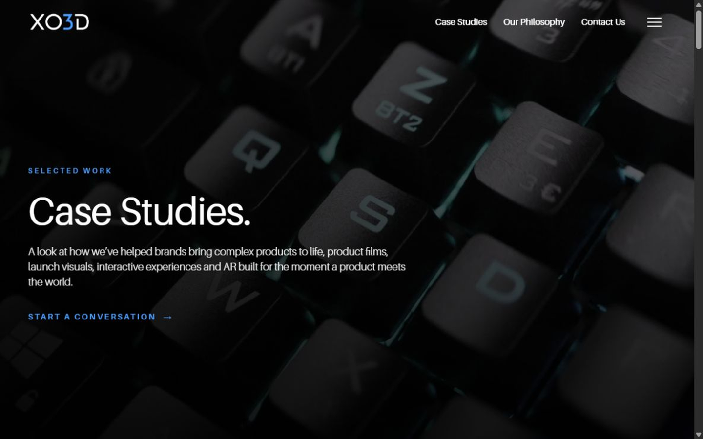Direct capture of the public XO3D case-study index.